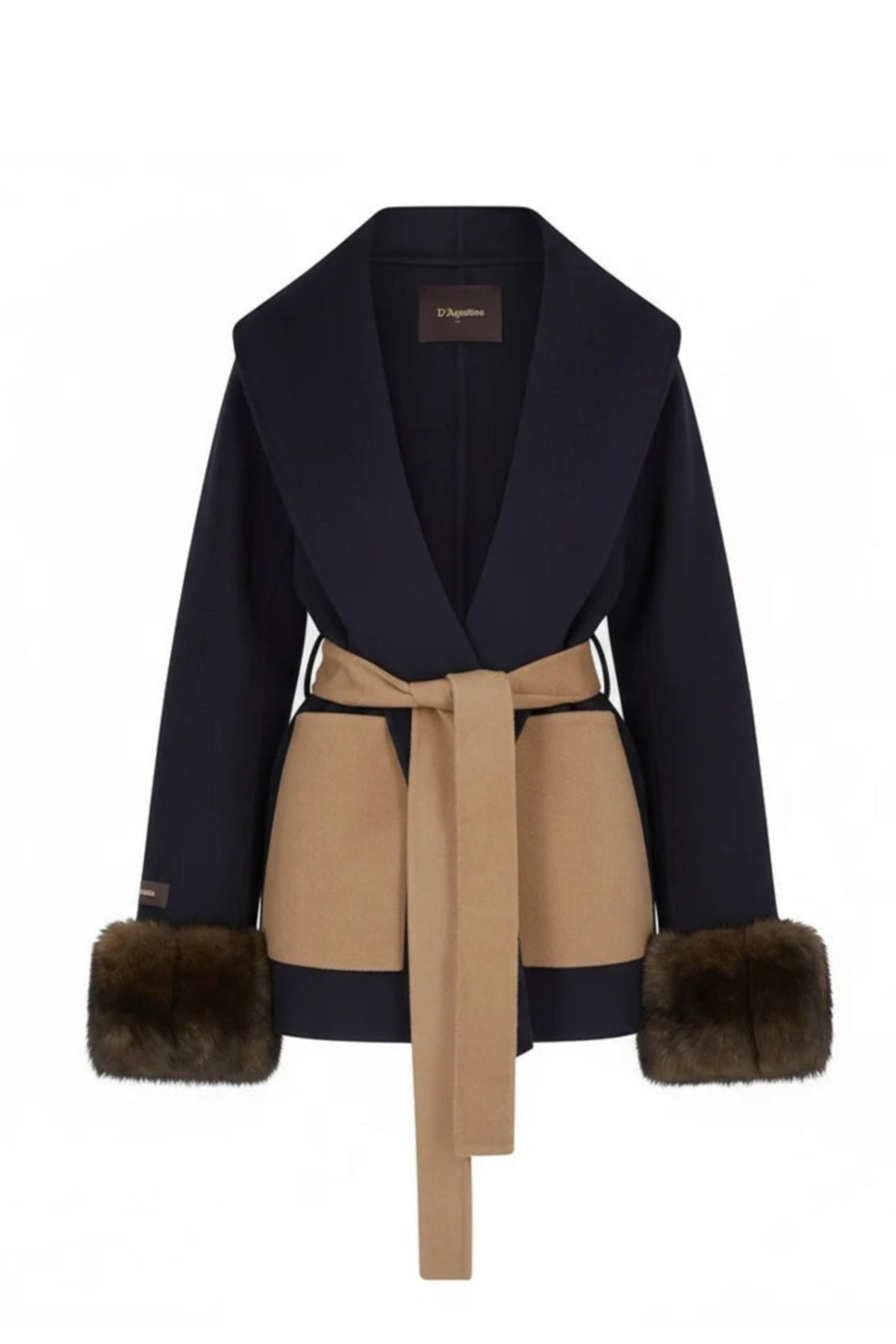 The Celastina Fur Cashmono™ - Navy & Camel